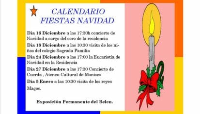Residencia San Francisco y San Vicente - Calendario de actividades para estas Navidades