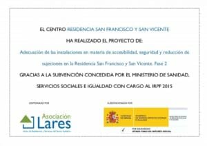 Residencia San Francisco y San Vicente - Entorno seguro gracias al IRPF 2015
