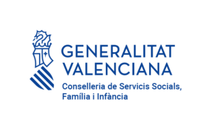 Residencia San Francisco y San Vicente - Ayuda recibida con cargo al IRPF para el programa “Nostres Llars” - logo azul Conselleria de Servicis Socials Familia i Infancia pantone293 val 2